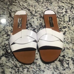 Zara White Crossover Sandals